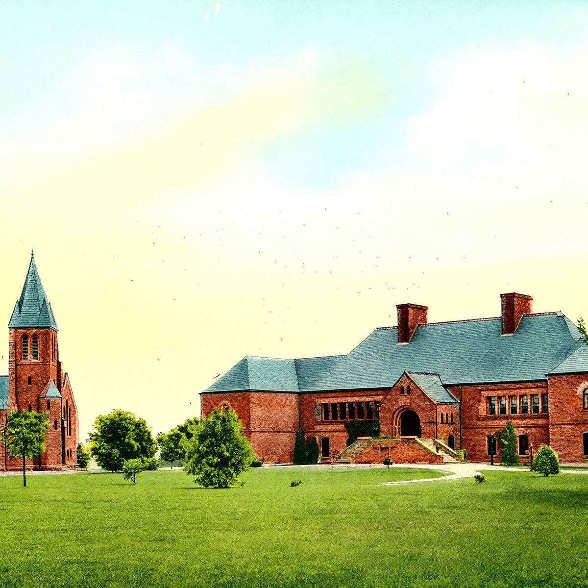 Chapel and Memorial Hall, Lawrenceville, NJ vintage print