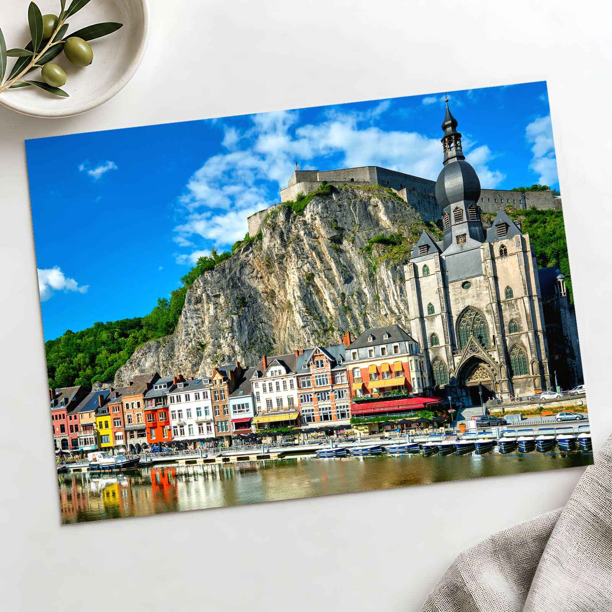 Church and Town by Sea Photo Print Wall Decor