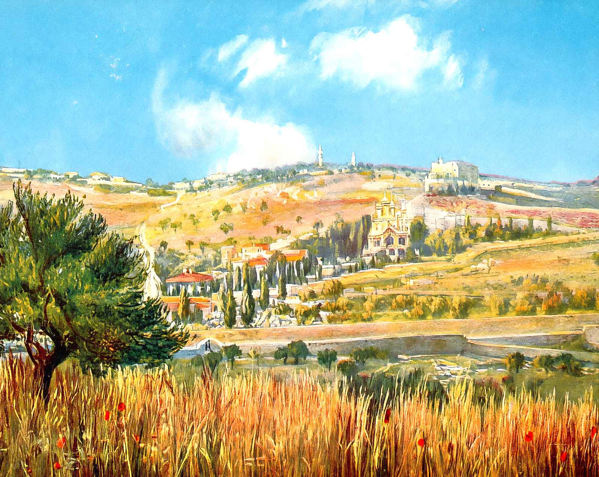 Mount of Olives, Jerusalem in 1928 vintage print
