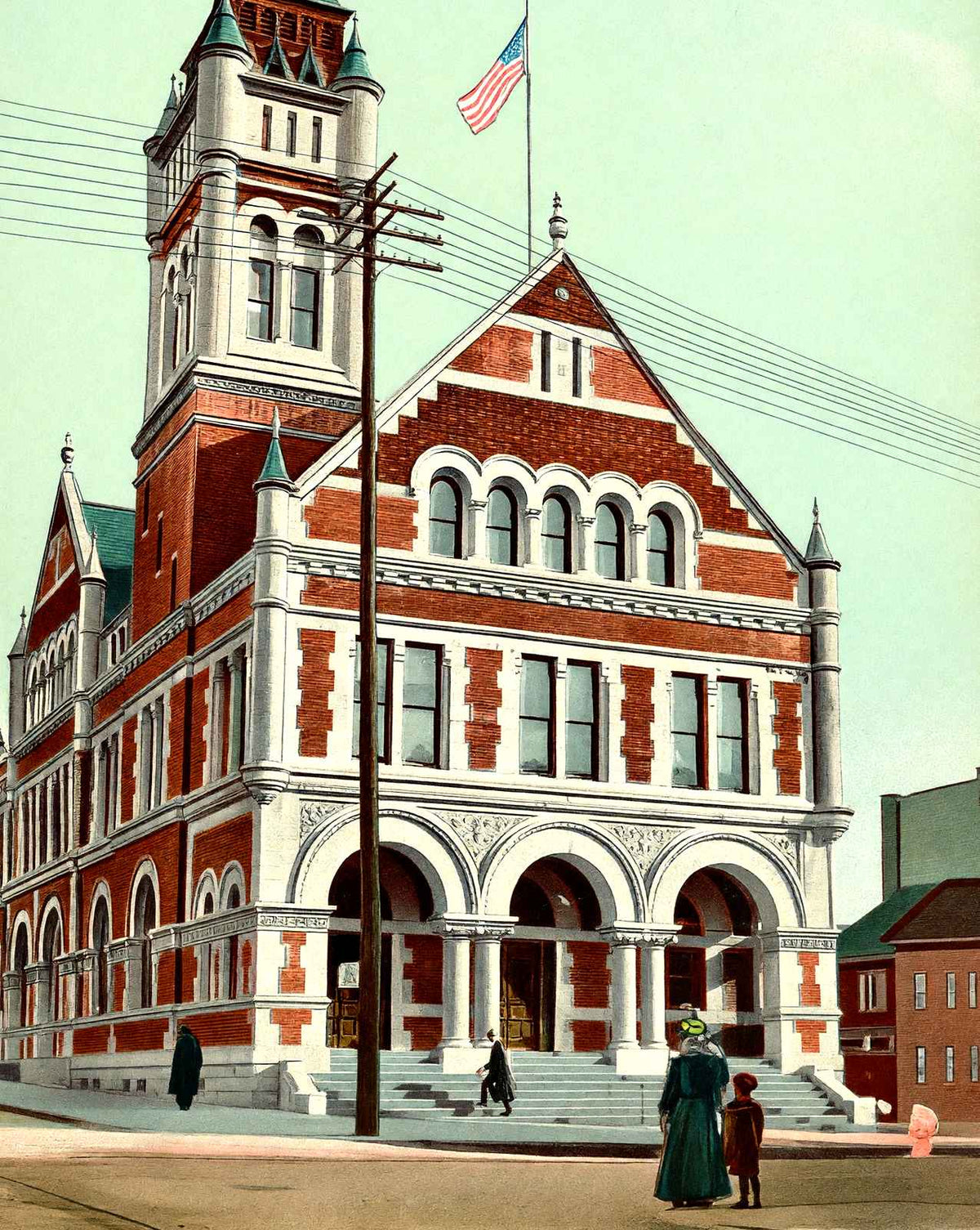 Post Office, Reading, PA in 1907 vintage print