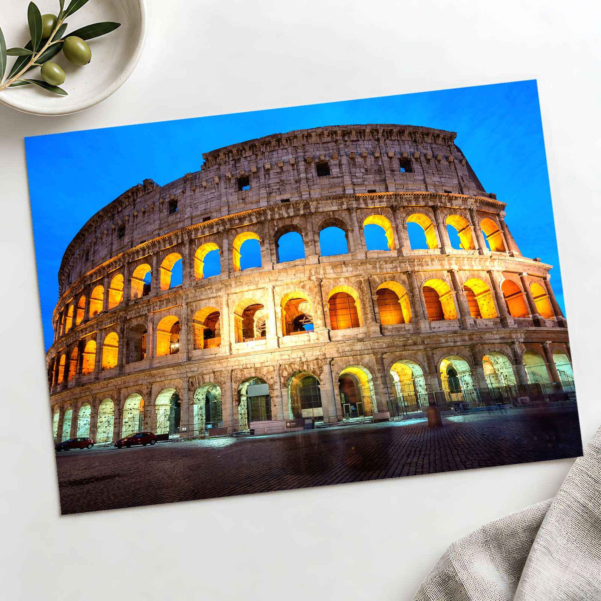 Colosseum Illuminated at Night in Rome Photo Print Wall Decor