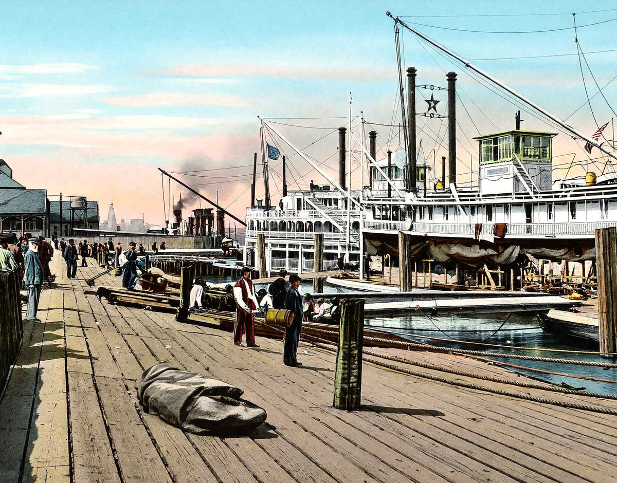 Mississippi River Steamer, New Orleans, LA vintage print