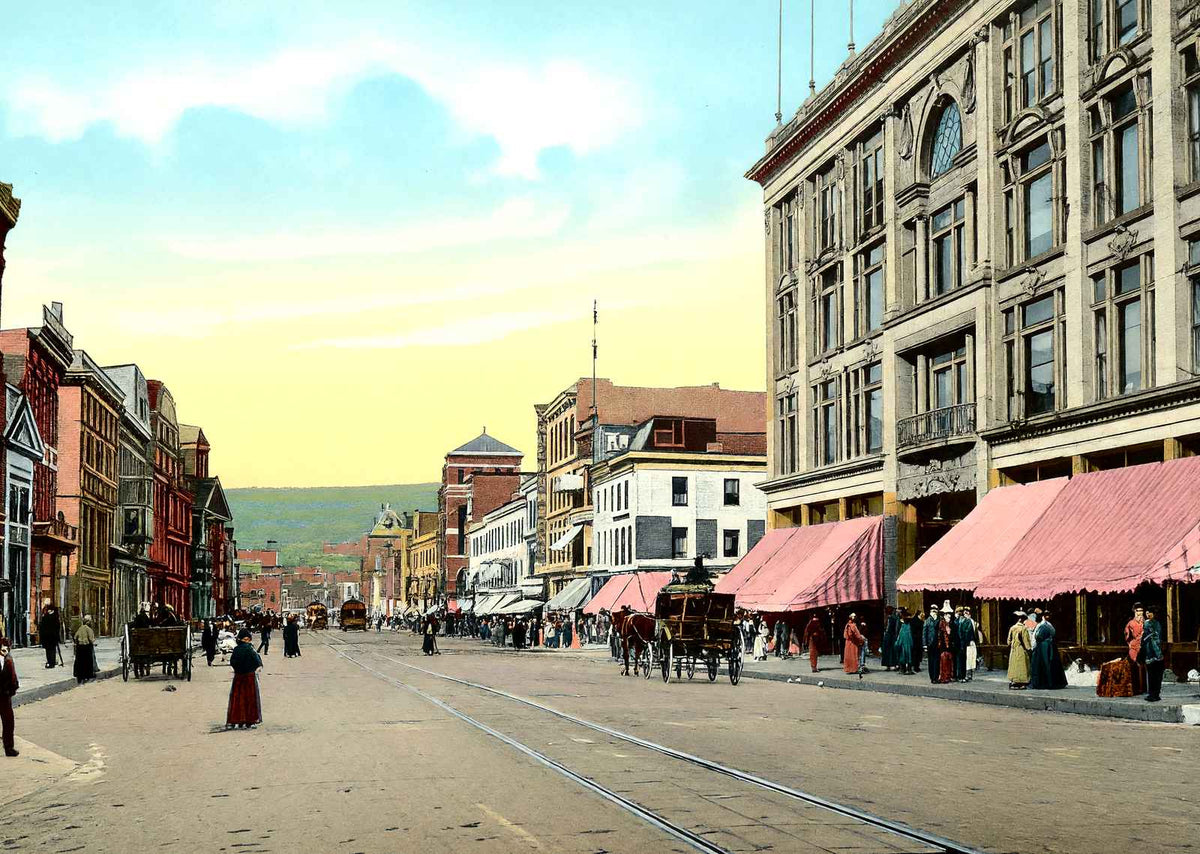 Lackawanna Avenue, Scranton, PA in 1907 vintage print