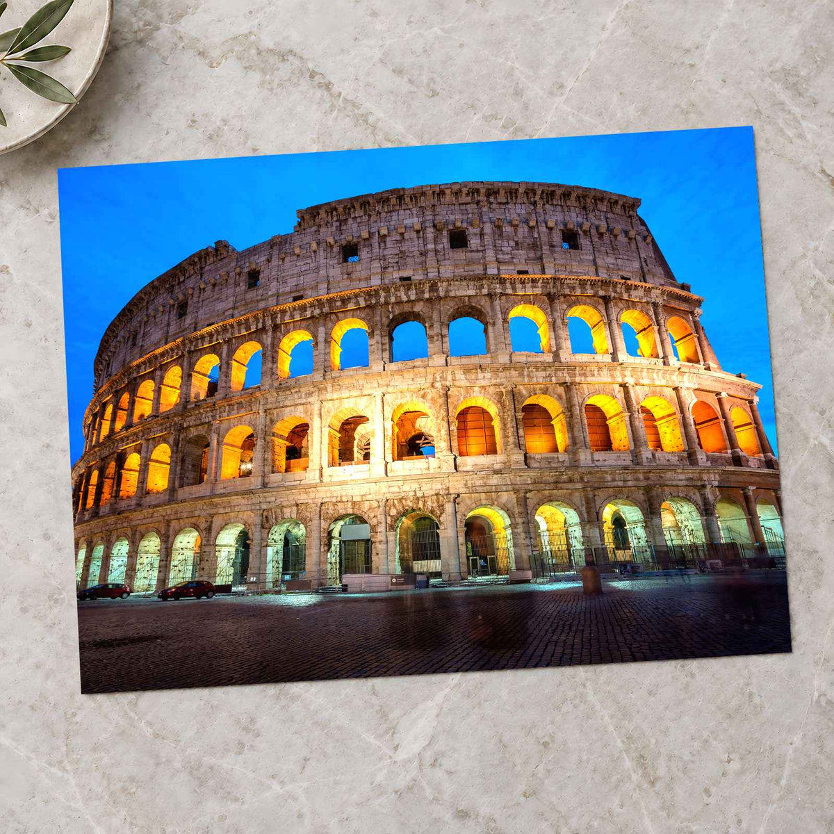 Colosseum Illuminated at Night in Rome Photo Print Wall Decor