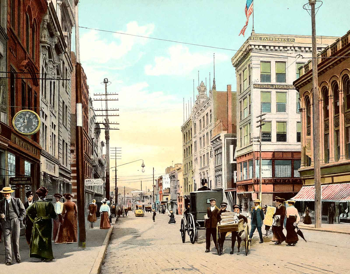 Patterson N Main Street, Paterson, NJ in 1905 vintage print