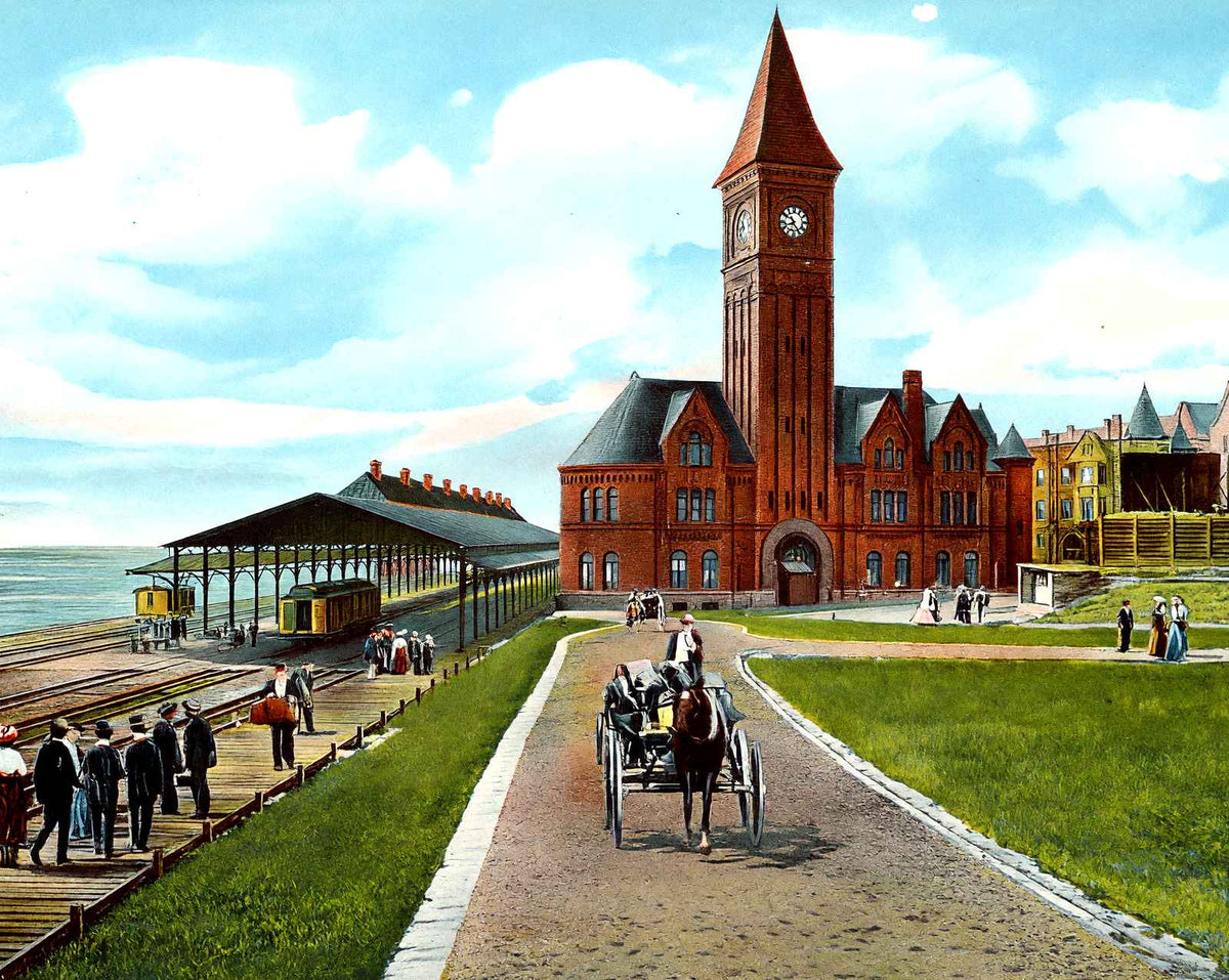 North Western Depot, Milwaukee, WI in 1905 vintage print