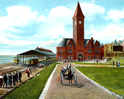 North Western Depot, Milwaukee, WI in 1905 vintage print