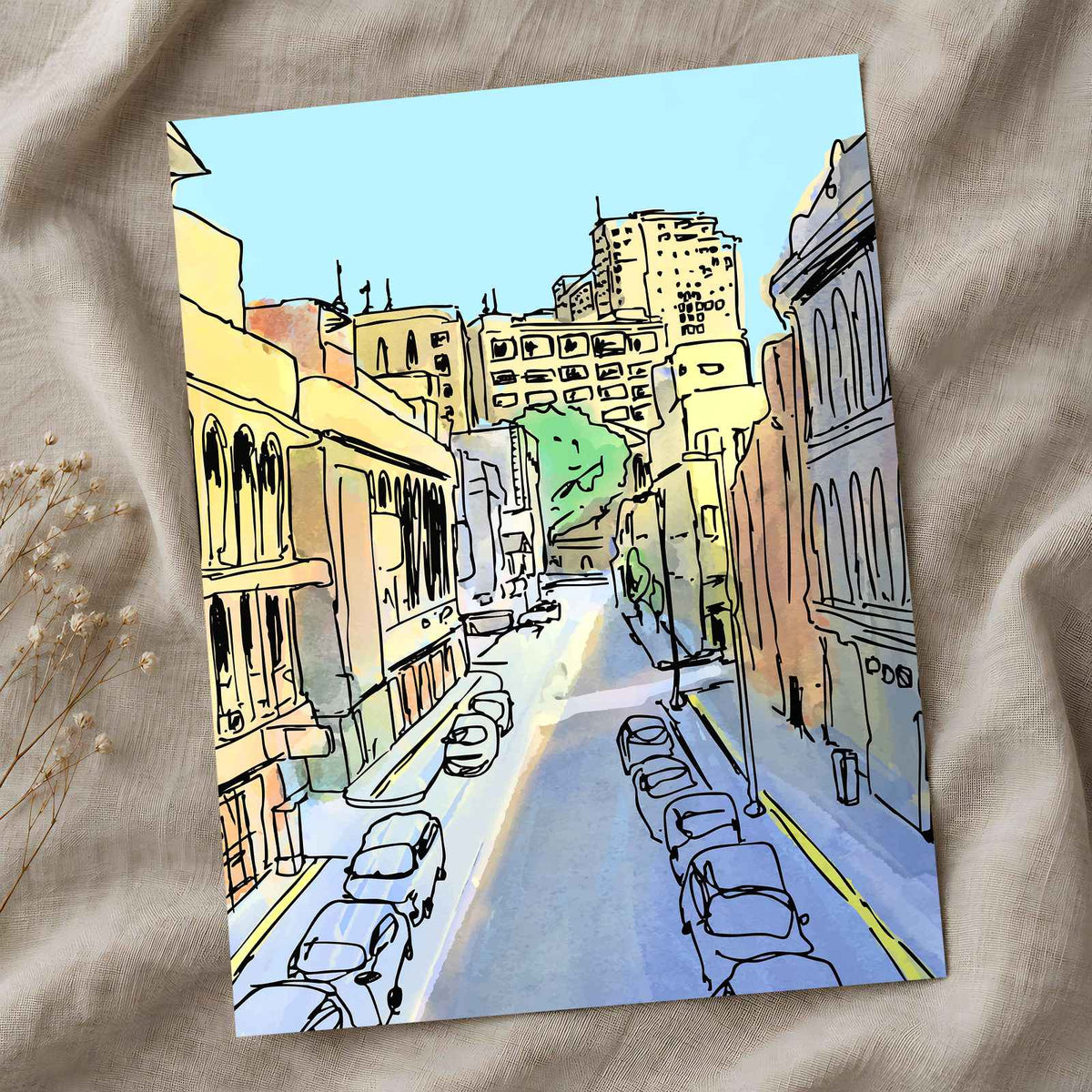 Paris Street Scene Illustration by Runend Art Art Print Wall Decor