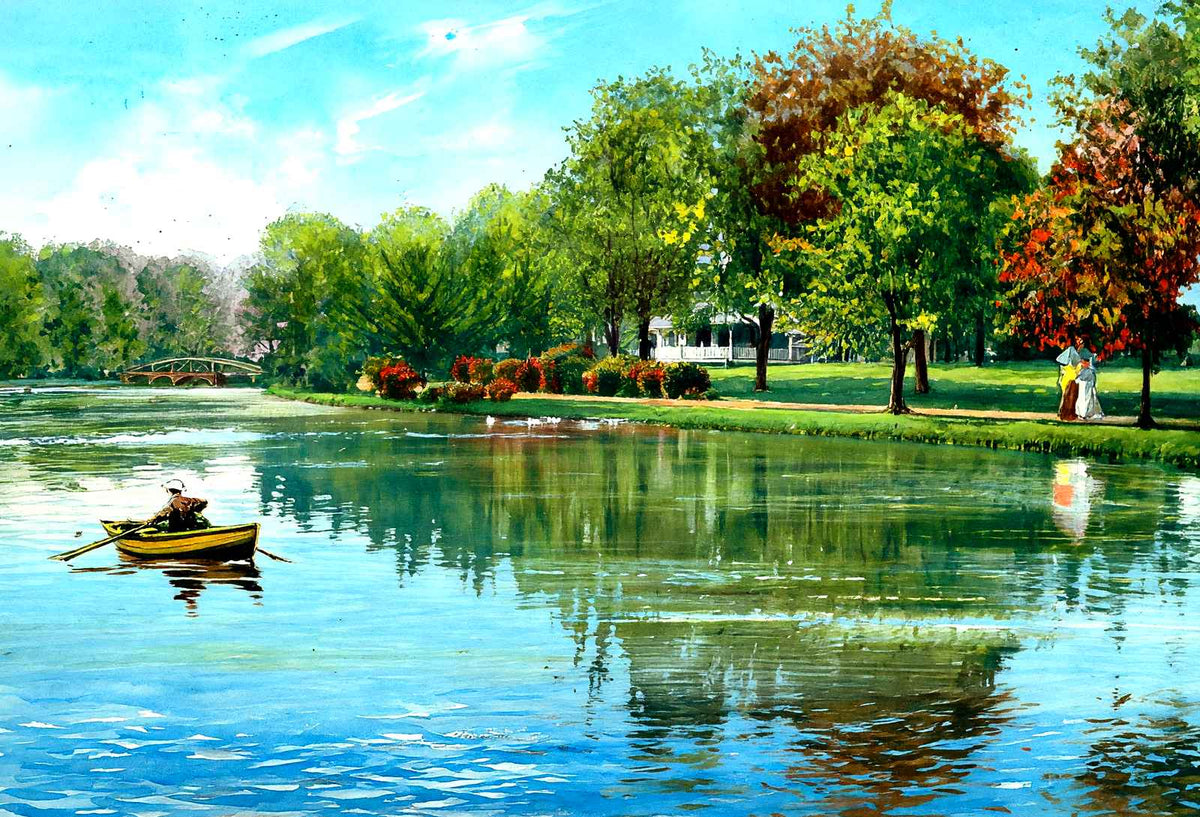 Lake on the Rumson Road, Red Bank, NJ in 1906 art print