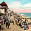 On the Beach, Long Branch, NJ in 1905 vintage print