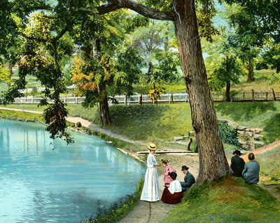 Fountain City Lake, Knoxville, TN in 1907 vintage print