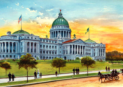 Mississippi State Capitol, Jackson, MS vintage print