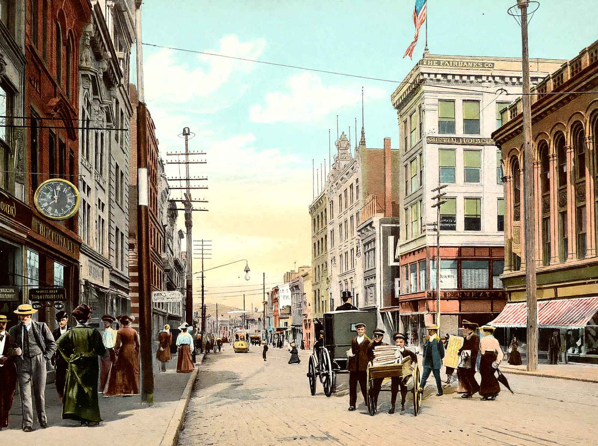 Patterson N Main Street, Paterson, NJ in 1905 vintage print