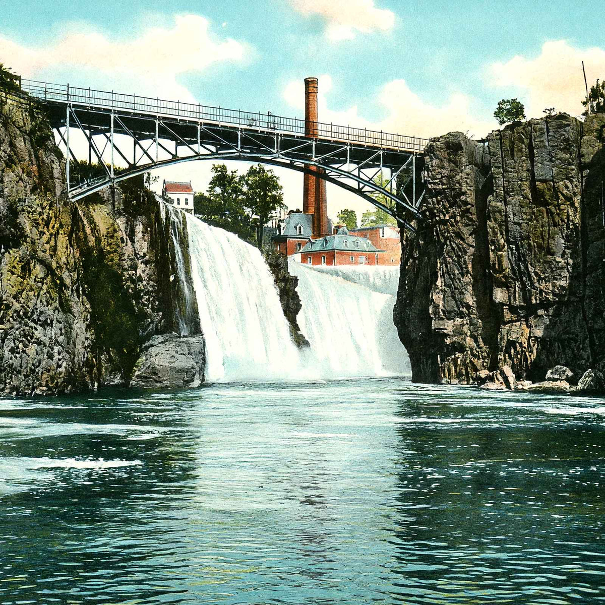 Passaic Falls from the Basin, Paterson, NJ vintage print