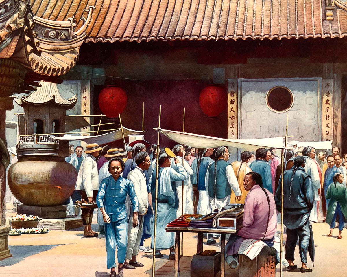 Buddhist Temple, Old City, Shanghai vintage print