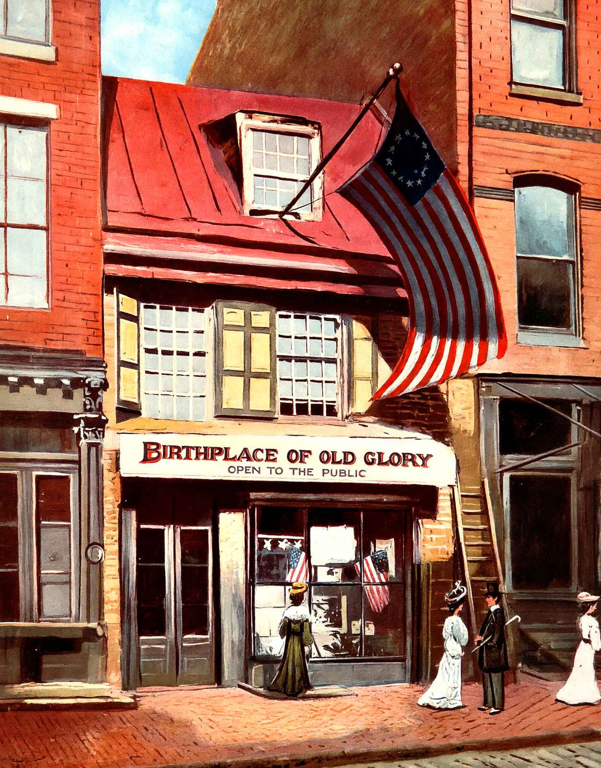 Betsy Ross House, Philadelphia PA in 1907 vintage print
