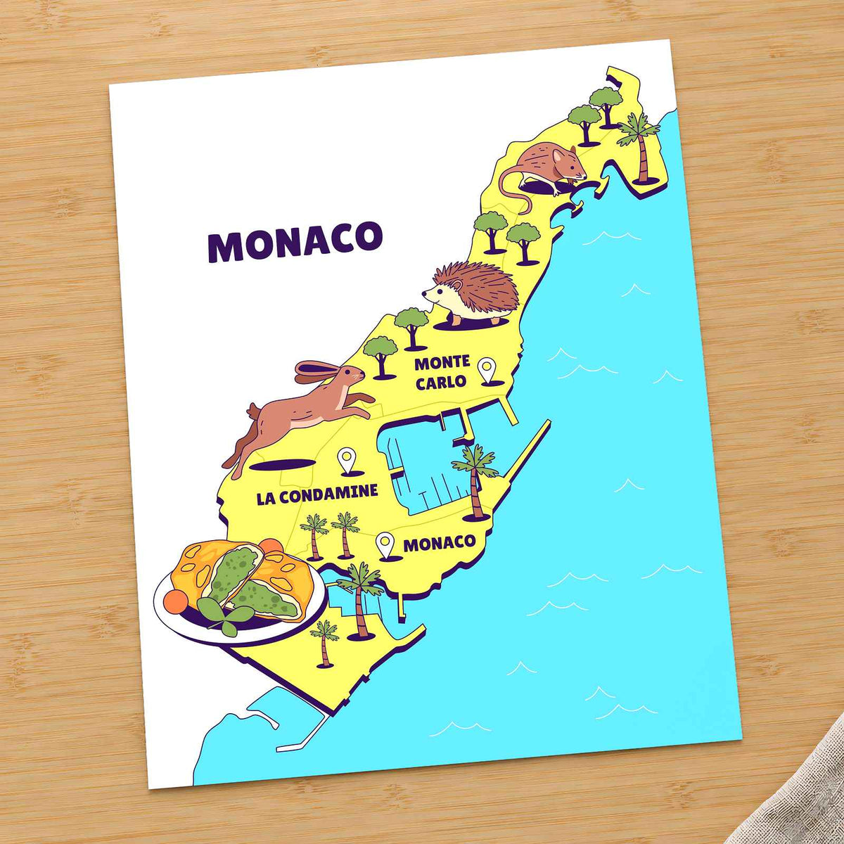 Map of the State of Monaco by Tri wiranto Art Print Wall Decor