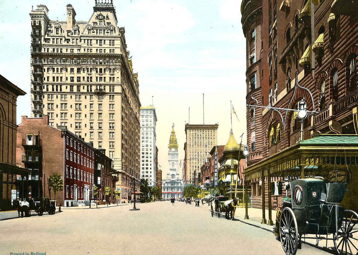 Broad St from Locust St, Philadelphia PA 1906 vintage print