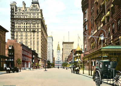 Broad St from Locust St, Philadelphia PA 1906 vintage print