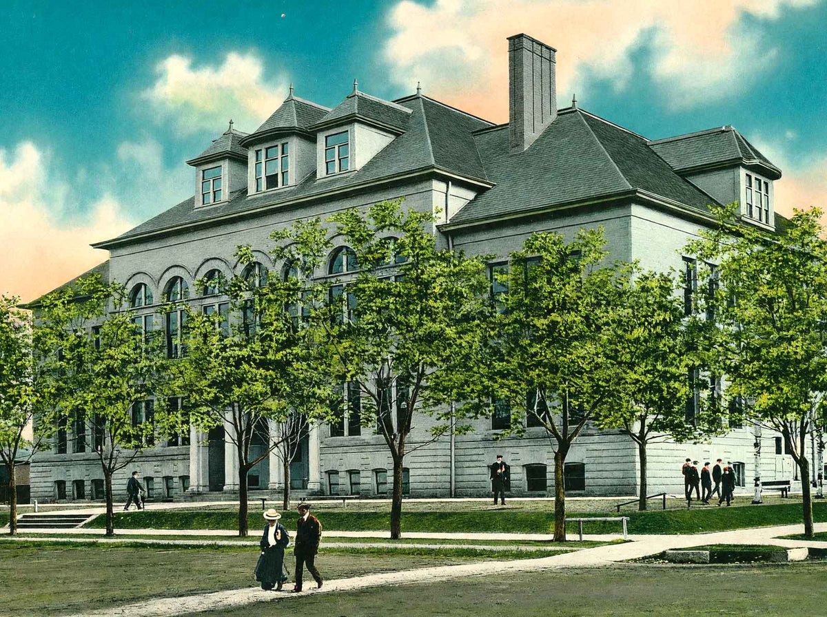 High School, Sheboygan, WI in 1907 vintage print