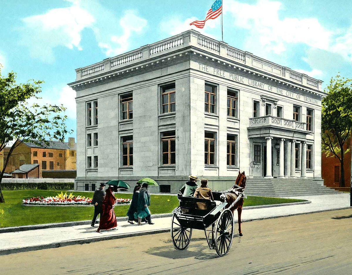 Free Public Library, Trenton, NJ in 1905 vintage print
