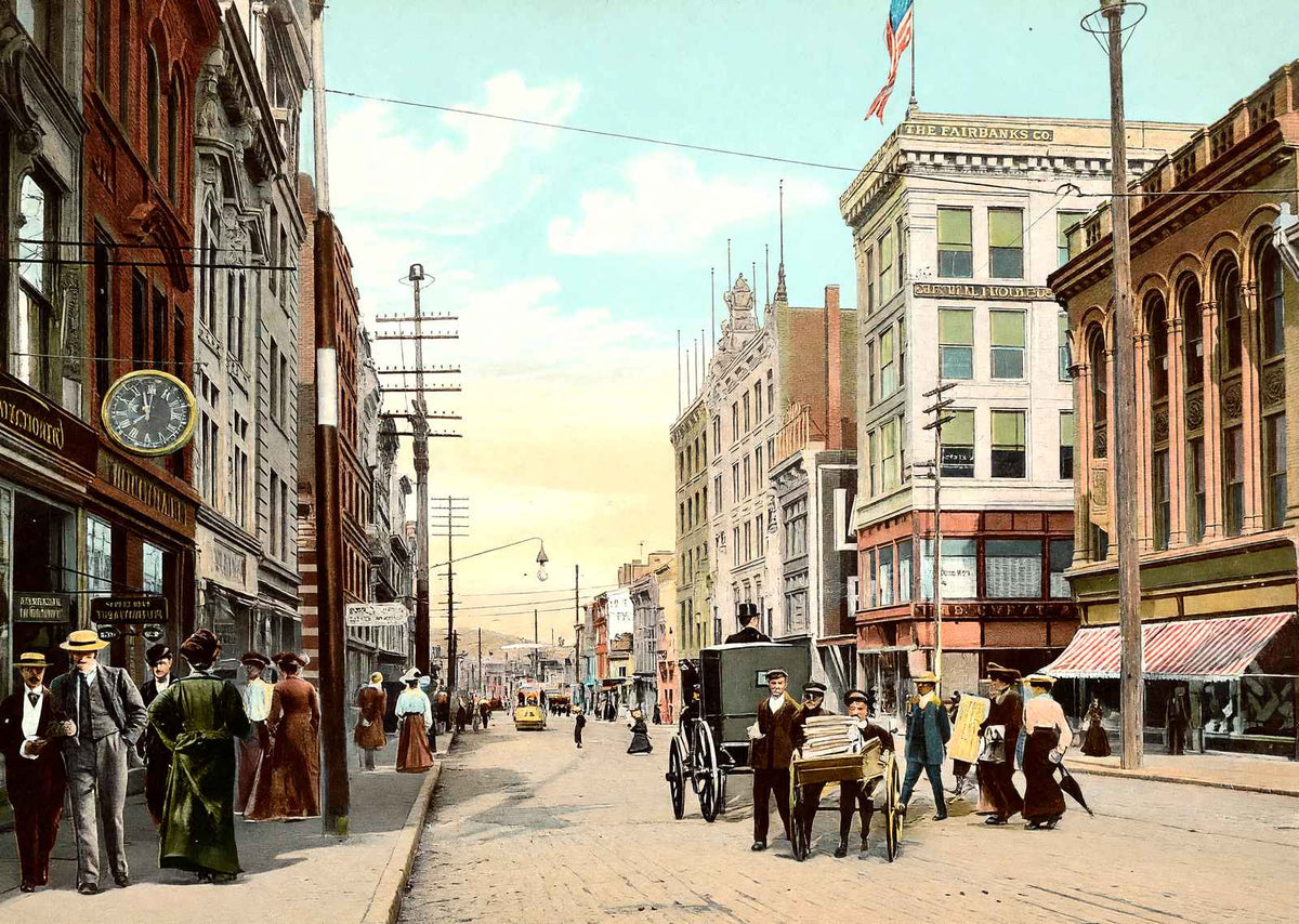Patterson N Main Street, Paterson, NJ in 1905 vintage print