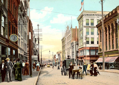 Patterson N Main Street, Paterson, NJ in 1905 vintage print