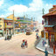 Nanking at Chekiang Road, Shanghai, China vintage print