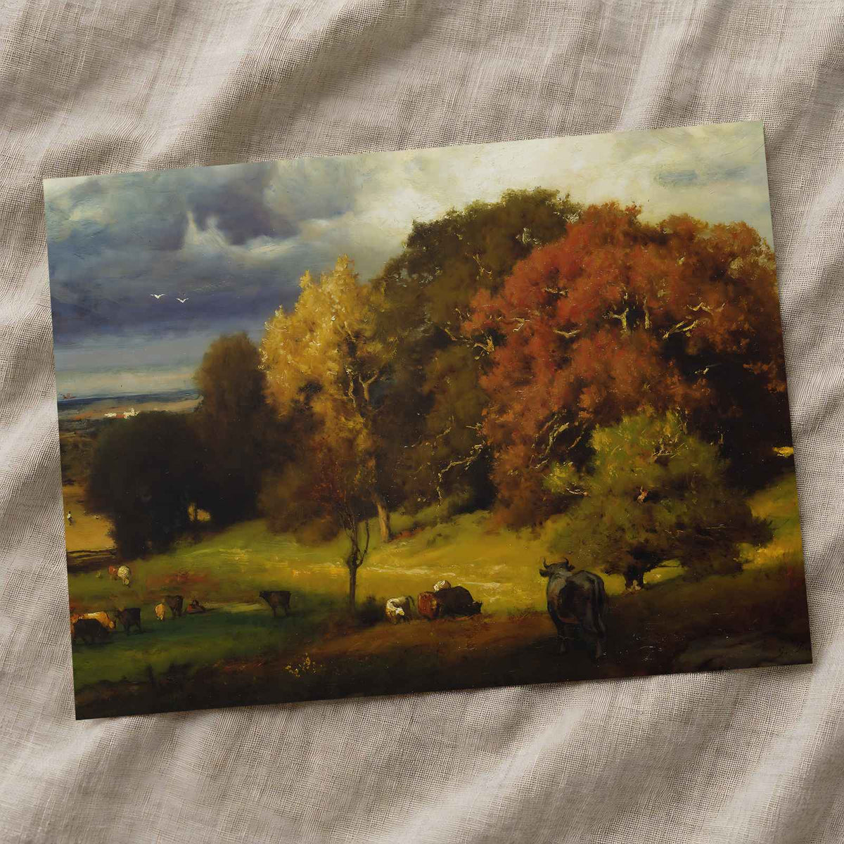 Autumn Oaks painting print by George Inness (1875)