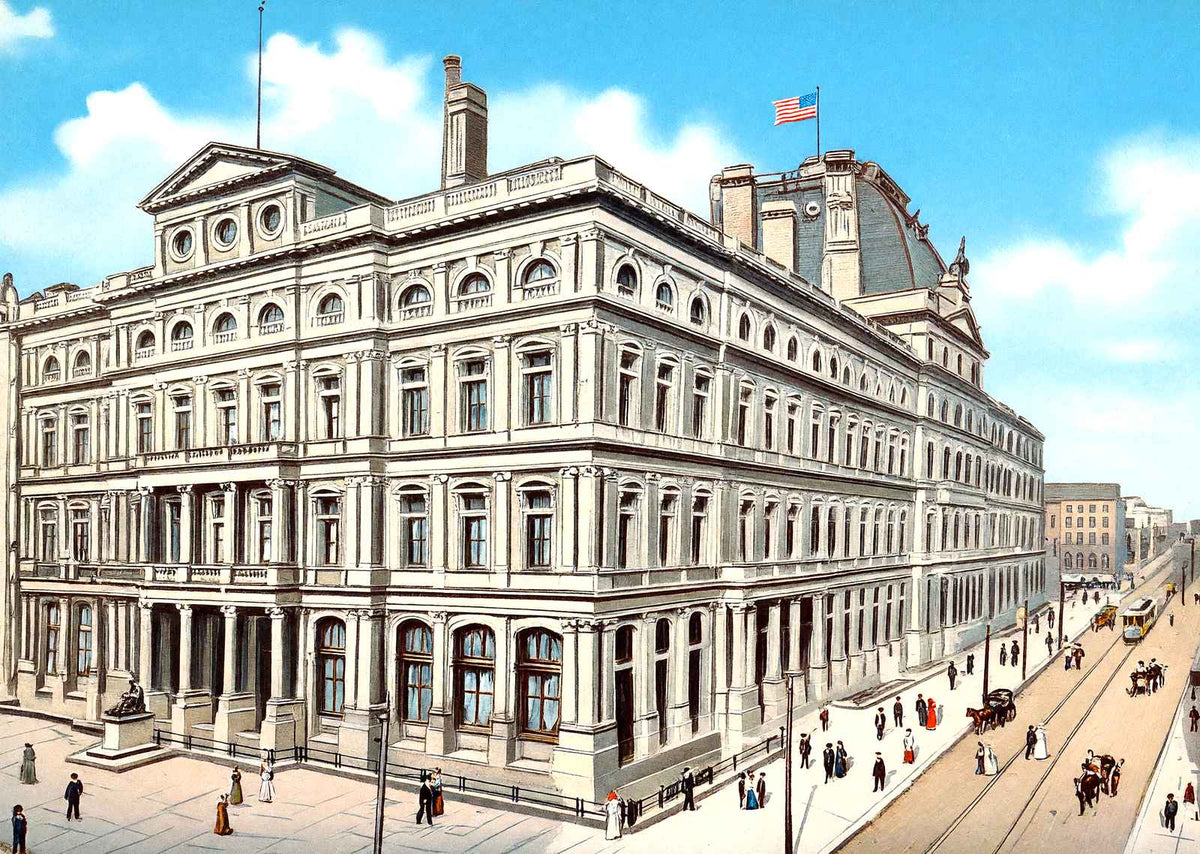 Post Office, Philadelphia PA in 1907 vintage print