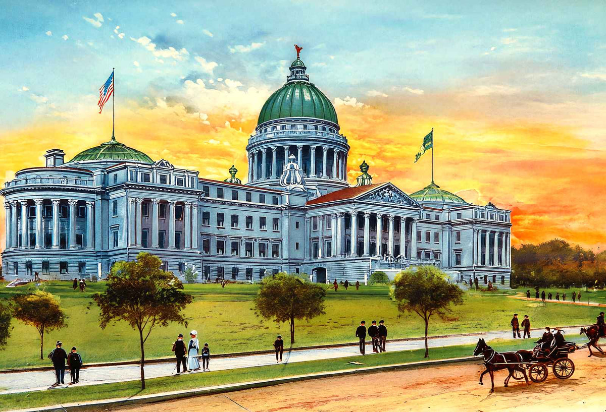 Mississippi State Capitol, Jackson, MS vintage print