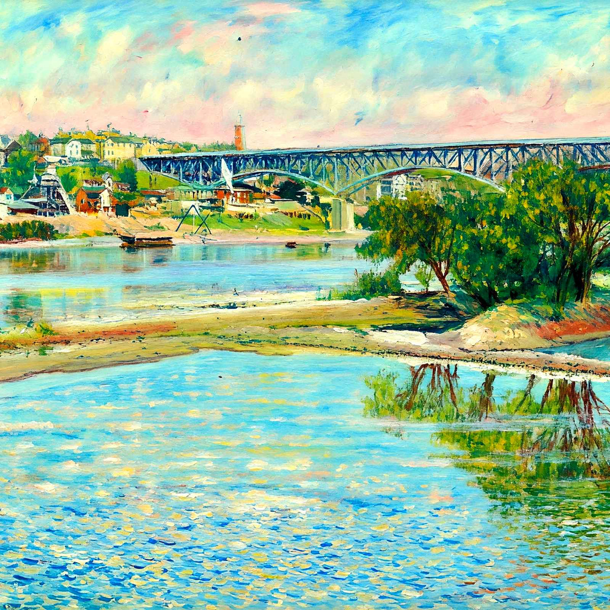 Tennessee River Bridge & Court House, TN 1907 art print