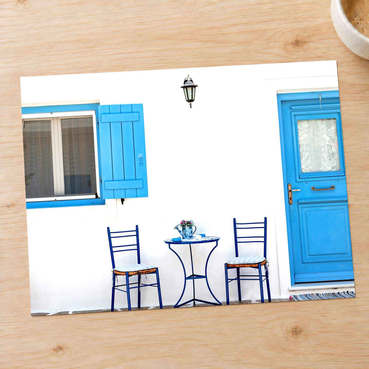 Blue Door Home in Cyclades, Greece by laura adai Photo Print Wall Decor