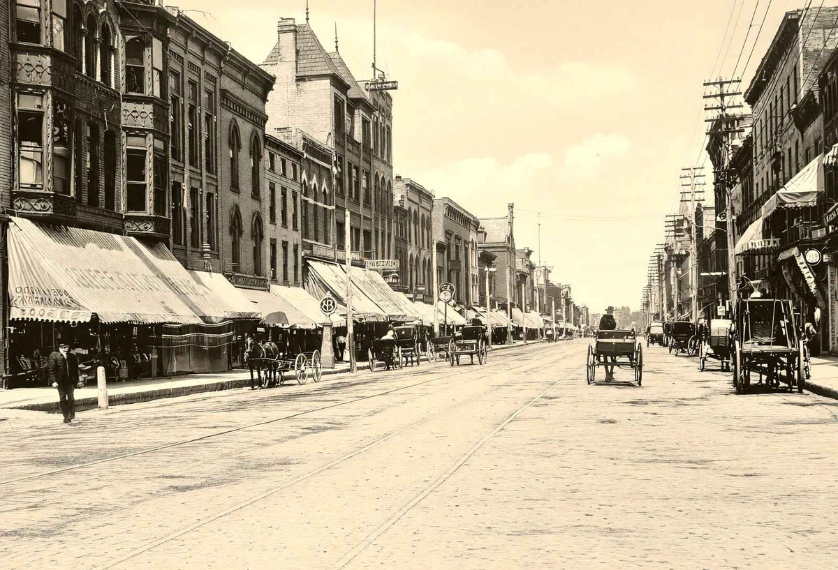Main Street, Racine, WI in 1904 vintage print