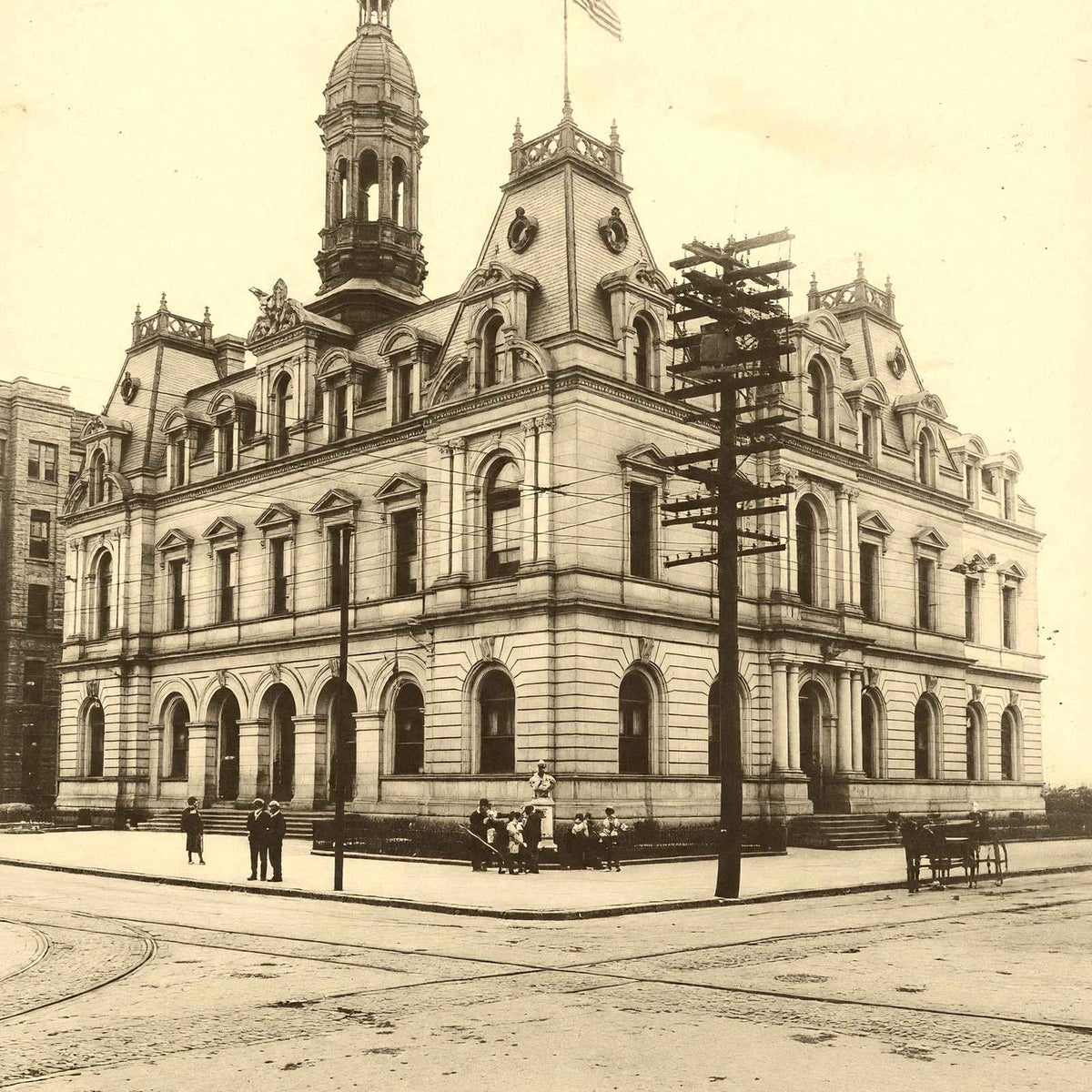 Post Office, Scranton, PA in 1905 vintage photo print