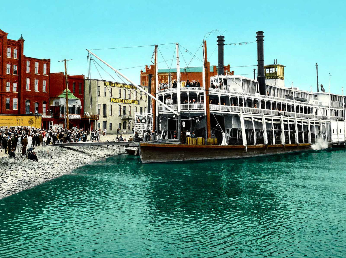Harbor, LA Crosse, WI in 1906 vintage print
