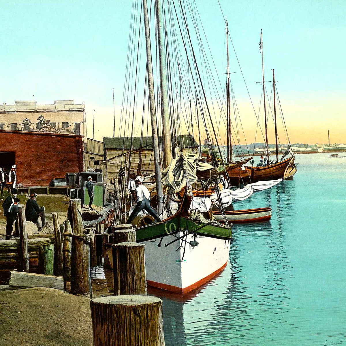 River Front, Elizabeth City, NC in 1907 vintage print