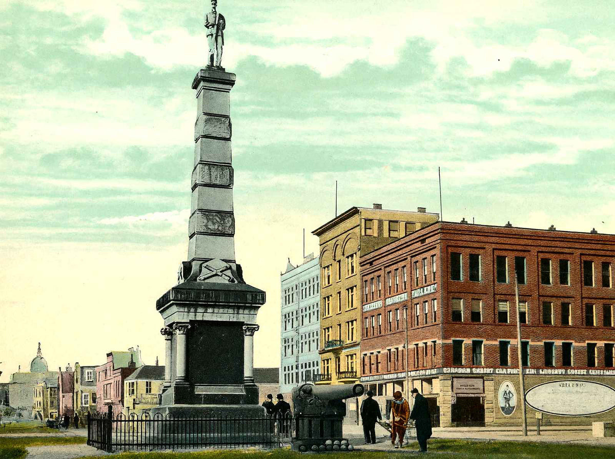 Soldiers Monument, New Castle PA in 1906 vintage print
