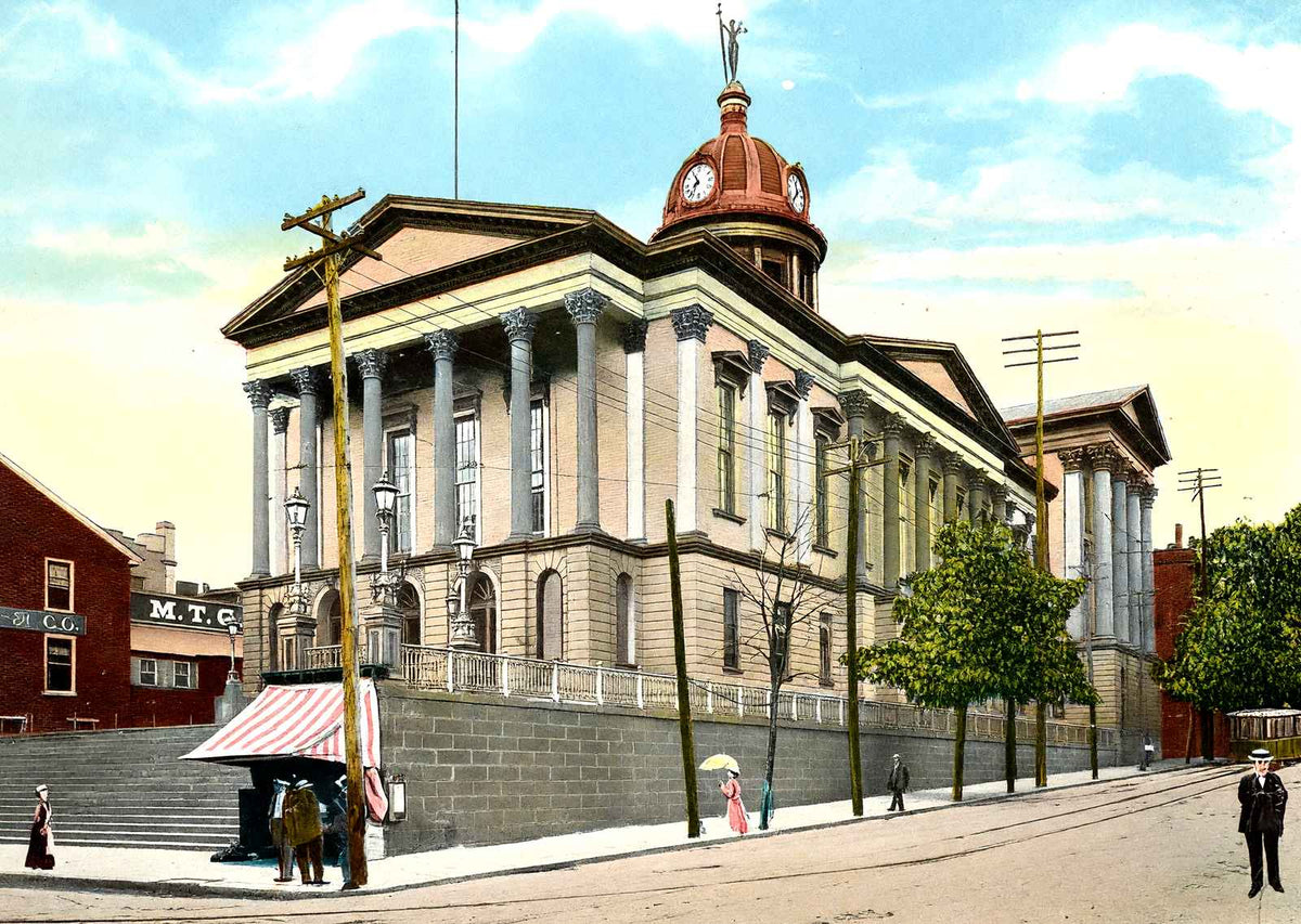 Court House, Lancaster PA in 1907 vintage print