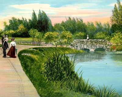 Lily Pond, Washington Park, Milwaukee, WI vintage print