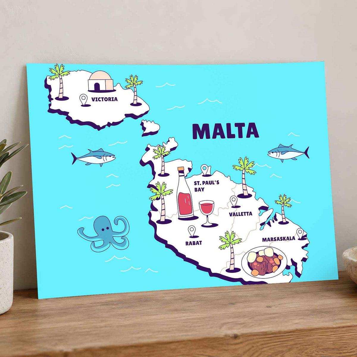Map of the Island of Malta by Tri wiranto Art Print Wall Decor