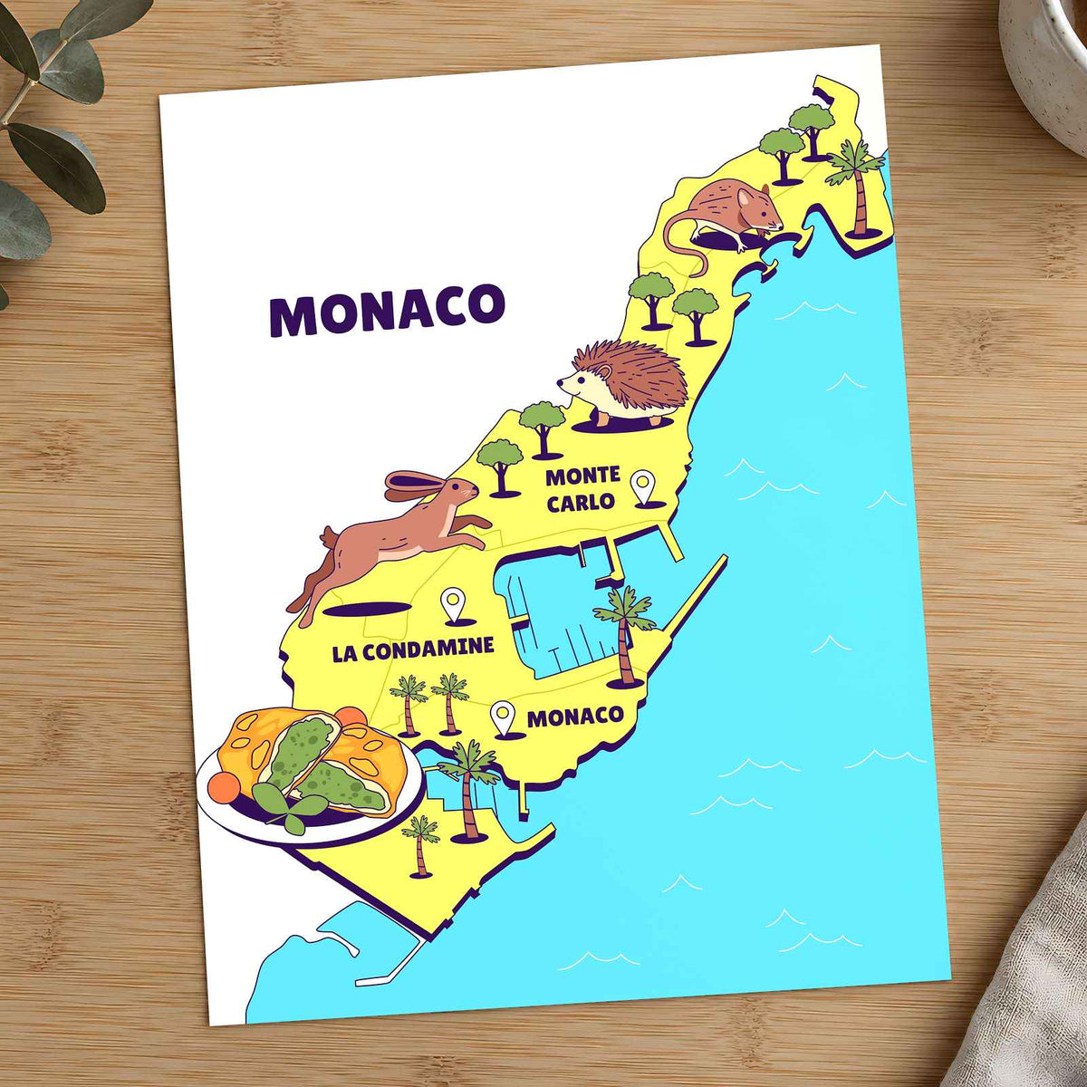 Map of the State of Monaco by Tri wiranto Art Print Wall Decor