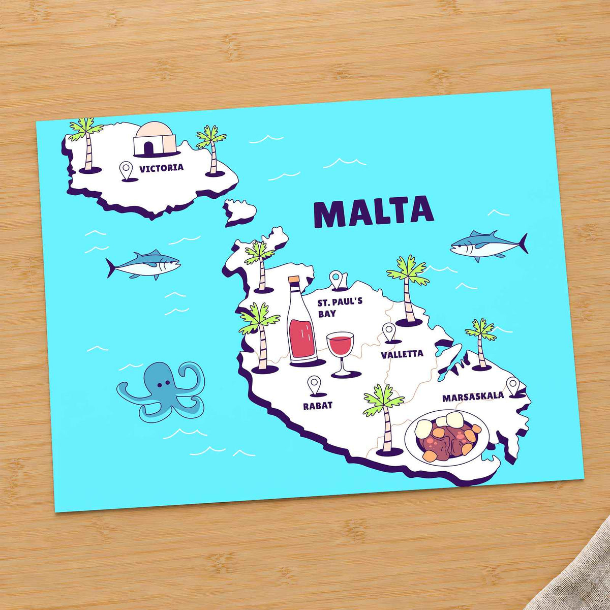 Map of the Island of Malta by Tri wiranto Art Print Wall Decor