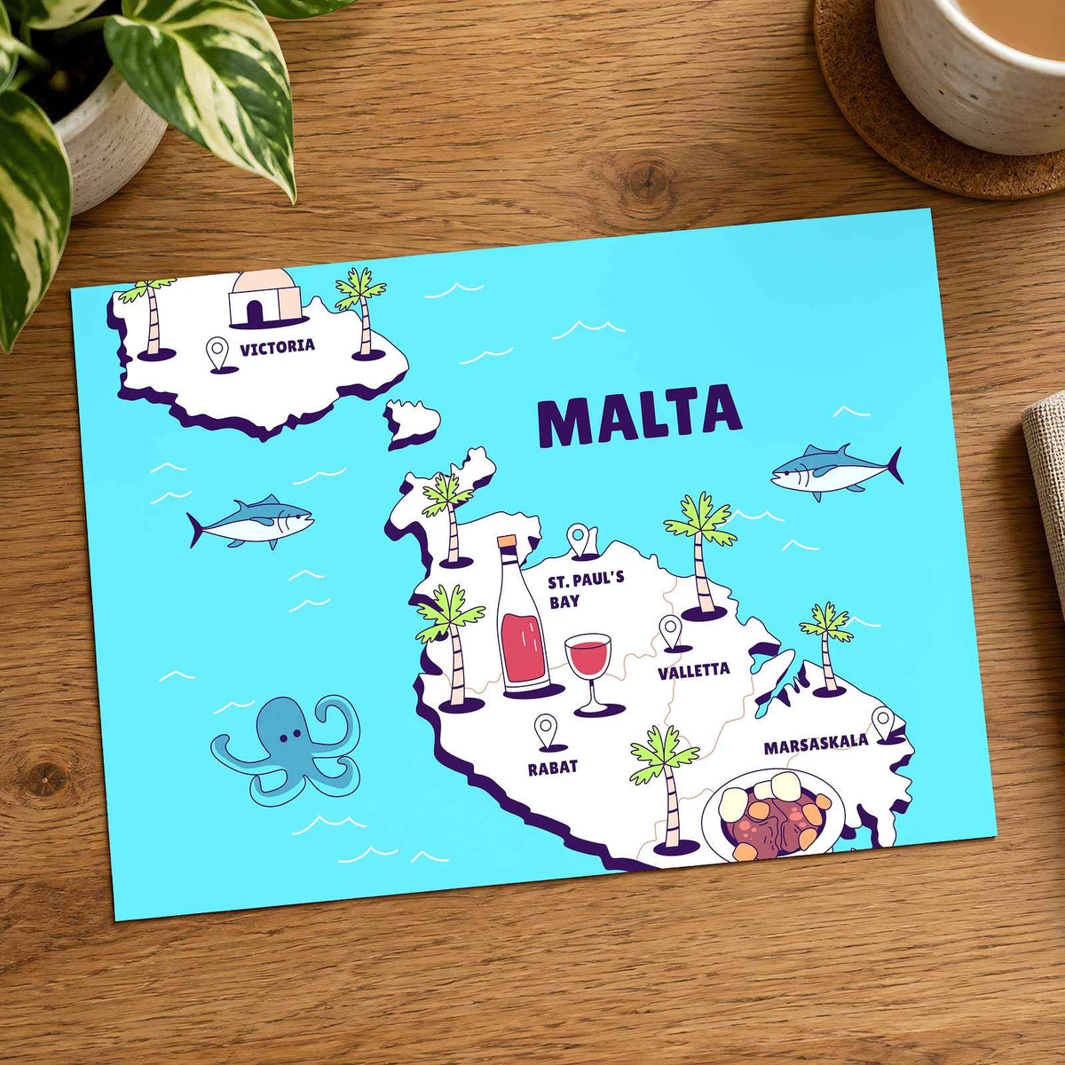 Map of the Island of Malta by Tri wiranto Art Print Wall Decor