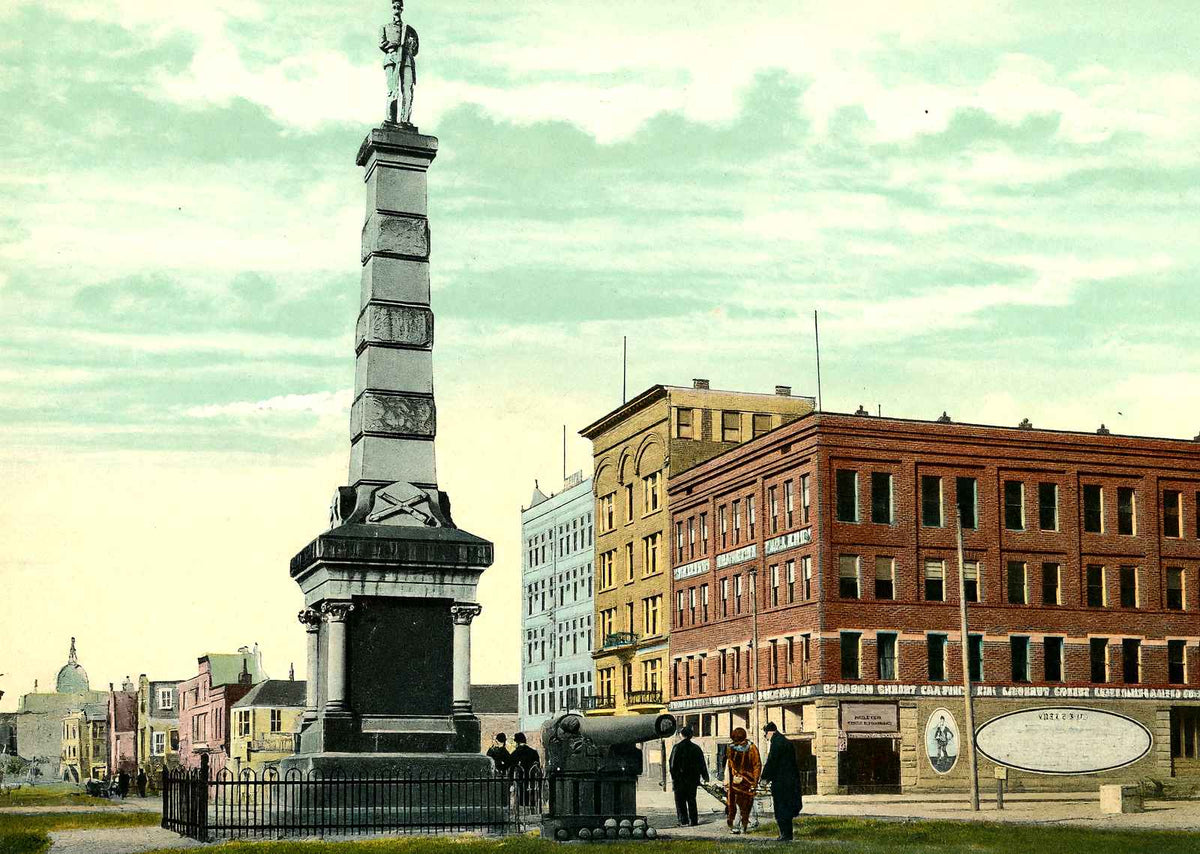 Soldiers Monument, New Castle PA in 1906 vintage print