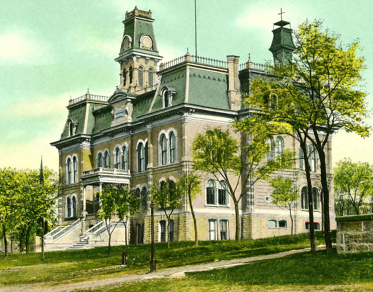 Rock County Court House, Janesville, WI 1907 vintage print