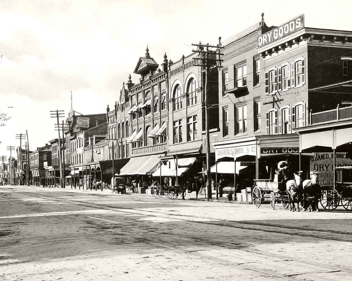 Business Section, High St, Pottstown, PA 1904 restored photo print