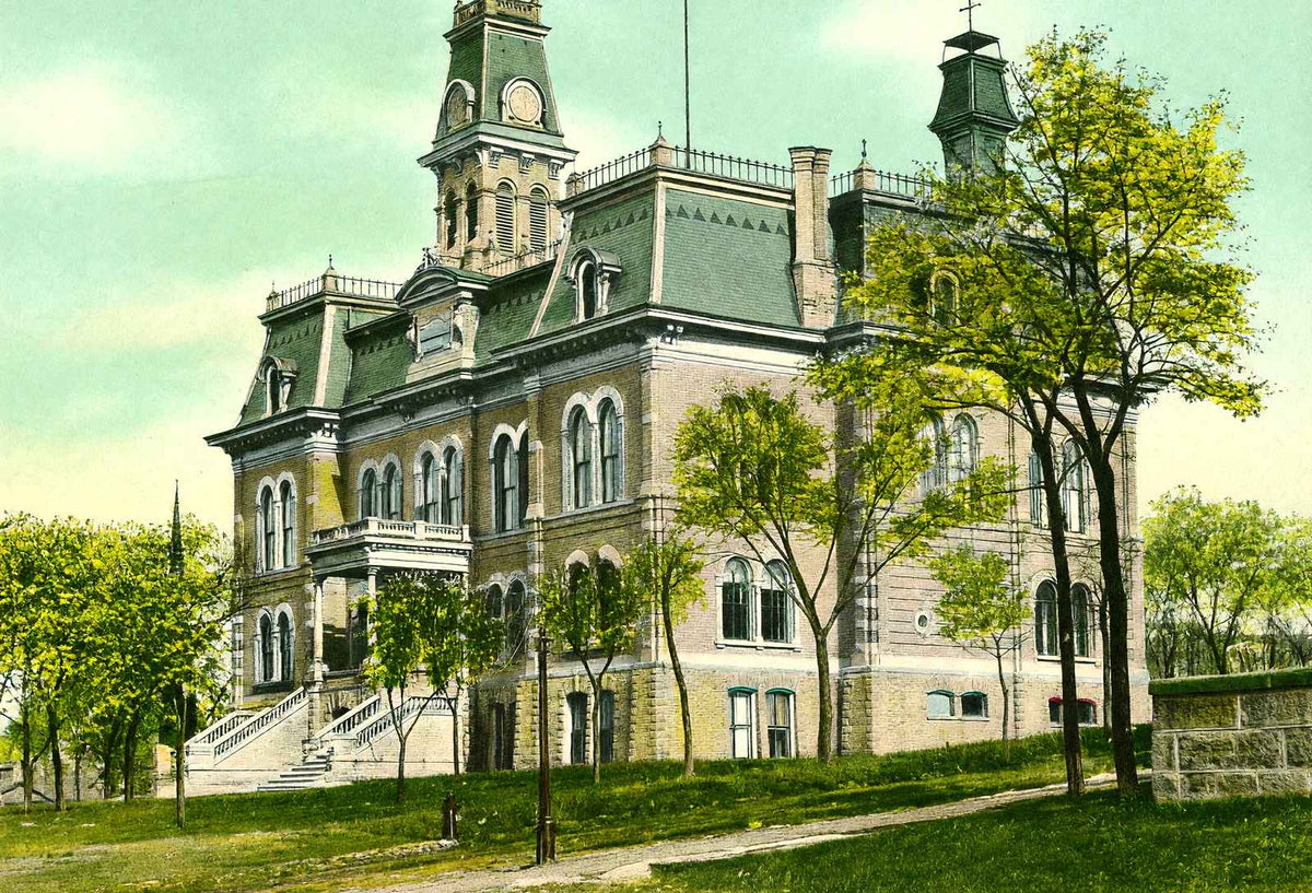 Rock County Court House, Janesville, WI 1907 vintage print