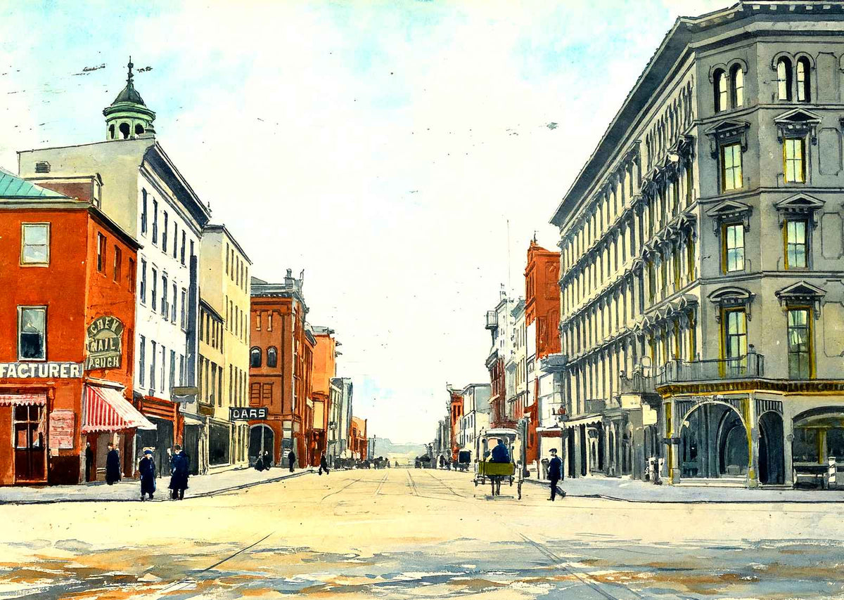 Harrisburg PA Market Street in 1907 art print