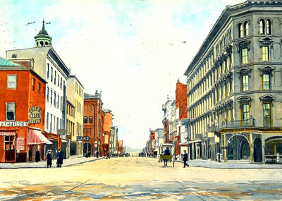 Harrisburg PA Market Street in 1907 art print
